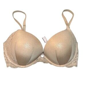 Victoria's Secret Dream Angels Push-Up Bra Womens 34DD Beige Underwire